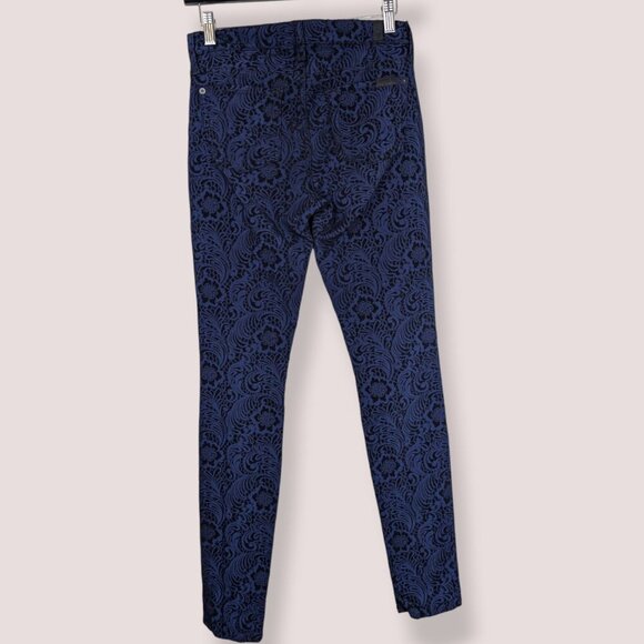 7 For All Mankind Blue Floral Lace Pants - Picture 2 of 6